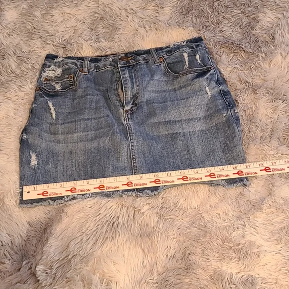 Ci Sono Blue Distressed Mini Skirt - Picture 5 of 10